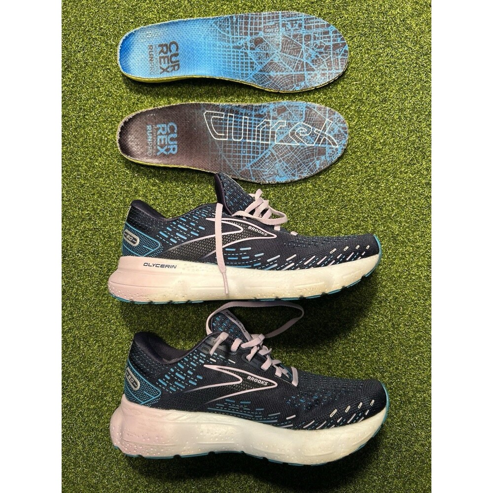 Brooks Womens Glycerin 20 Navy Peacoat Lilac Running Shoes Size 8 Cur Rex Insole